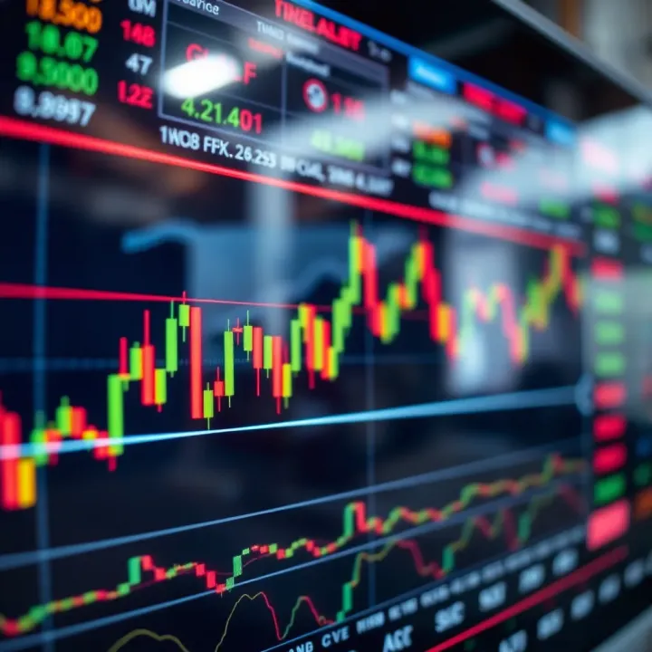 Chart displaying currency pair fluctuations with indicators reflecting forex market trends