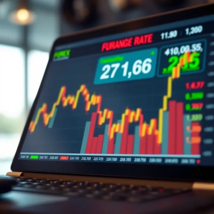 Graph showing currency exchange rate fluctuations in forex trading
