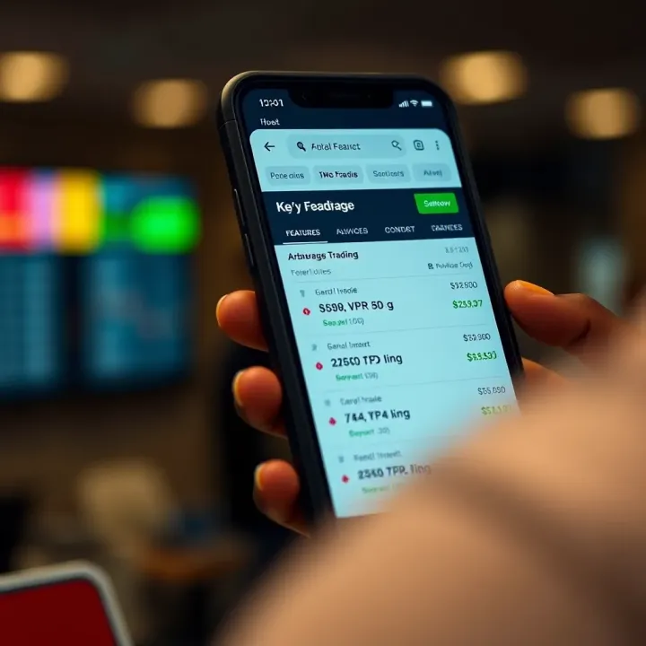 Mobile screen displaying features of a trading app suitable for Nigerian traders