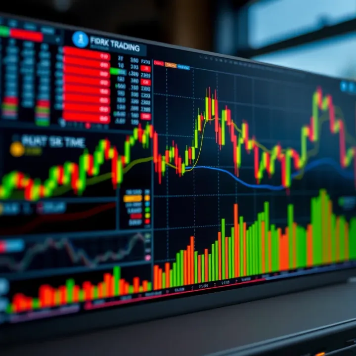 Conceptual graphic of risk management tools and strategy charts for forex trading