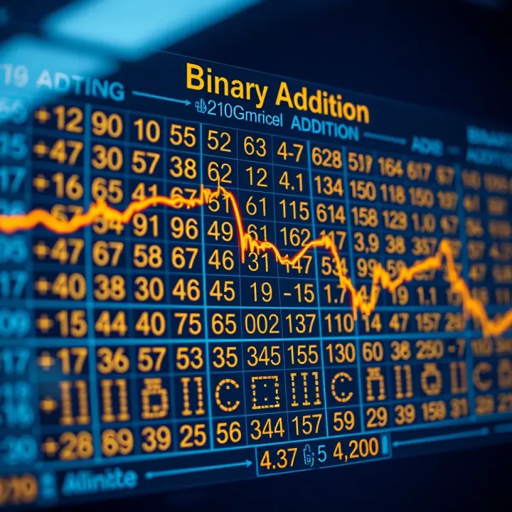 Chart illustrating binary addition rules and examples