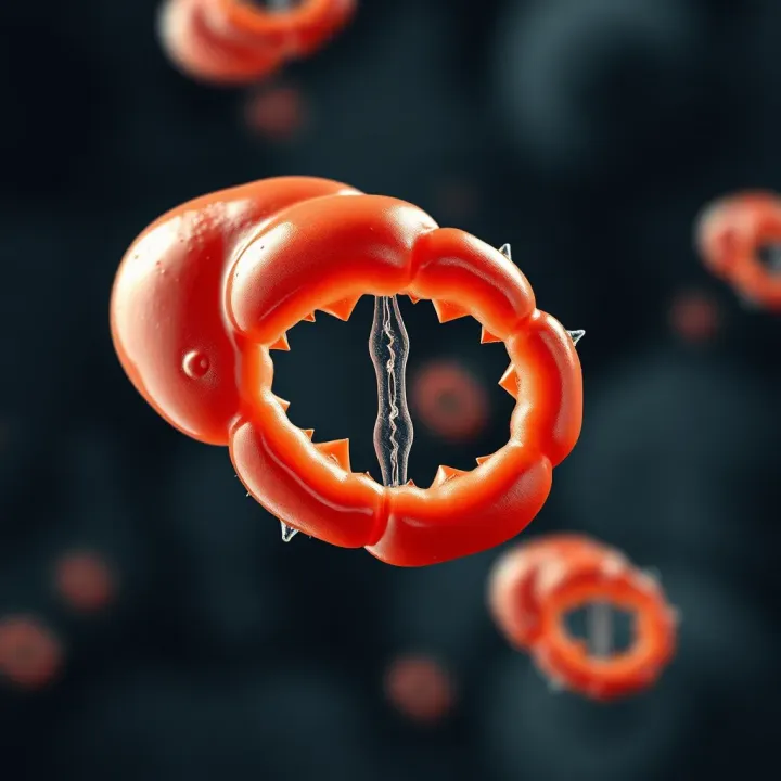 Diagram illustrating the biological stages of binary fission in an amoeba
