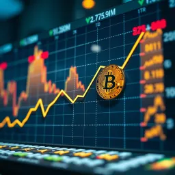 Projected Bitcoin Price Trends Based on Market and Economic Influences Graph showing upward and downward trends representing Bitcoin's possible price movements influenced by market and economic factors