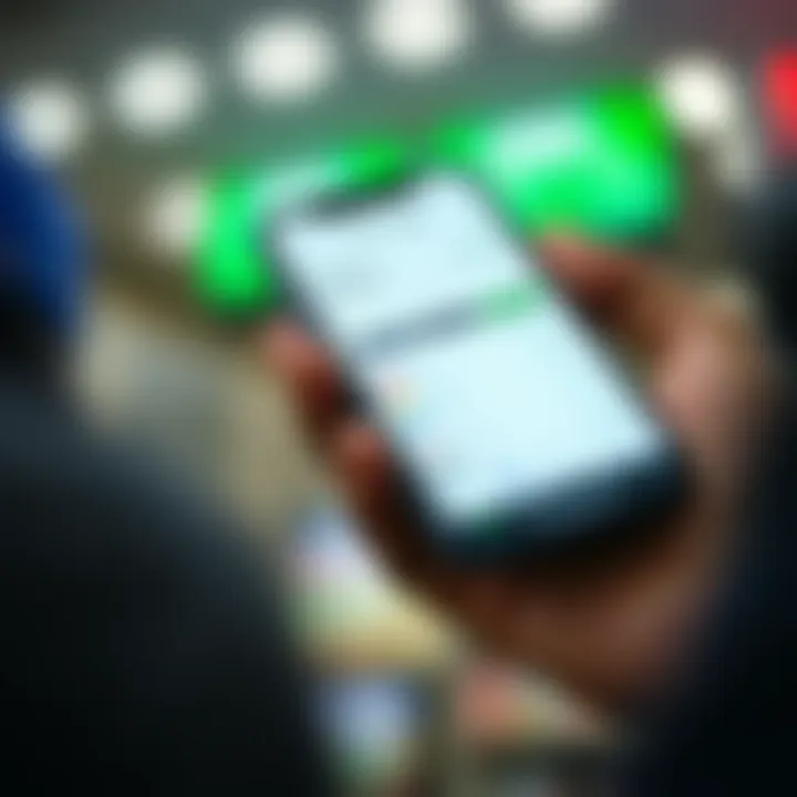 Mobile device displaying the ABR trading app interface with various trading options visible