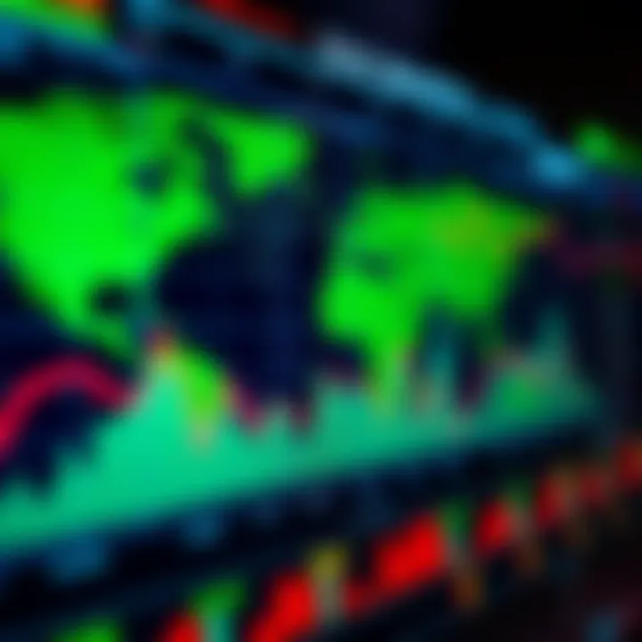 Visualization of global currency exchange rates with digital charts and graphs