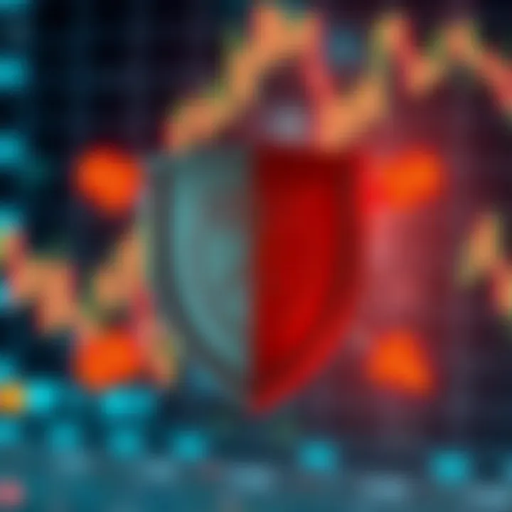 Illustration of risk management strategies in forex trading with shield and arrows