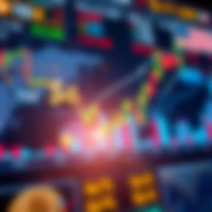 Digital representation of global currencies with a trading graph overlay