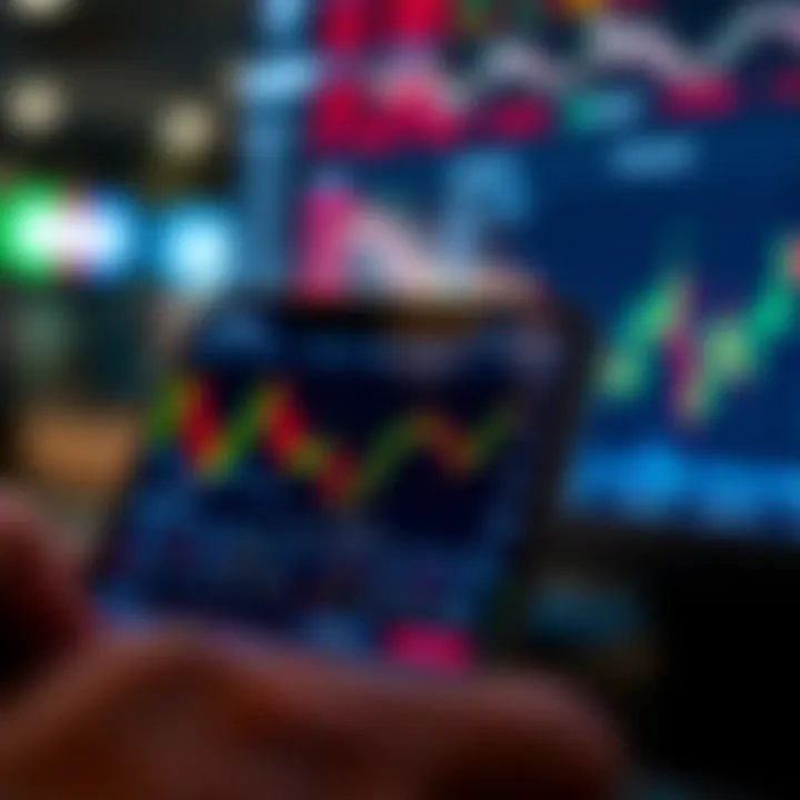 Screenshot of a mobile forex trading app dashboard showing currency pairs and live charts