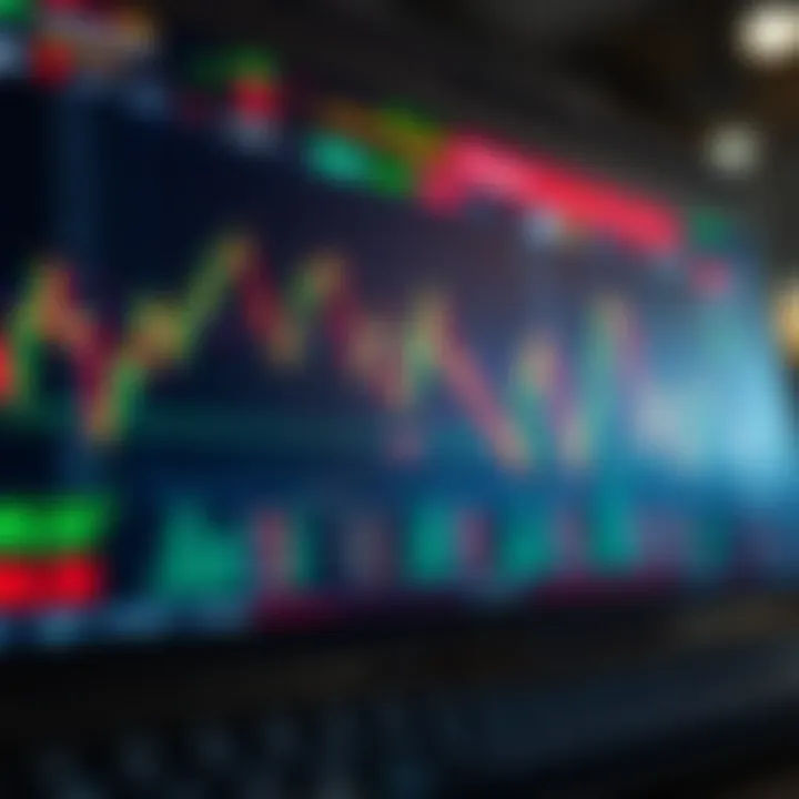 Illustration of a digital forex trading platform showing currency pairs and market graphs