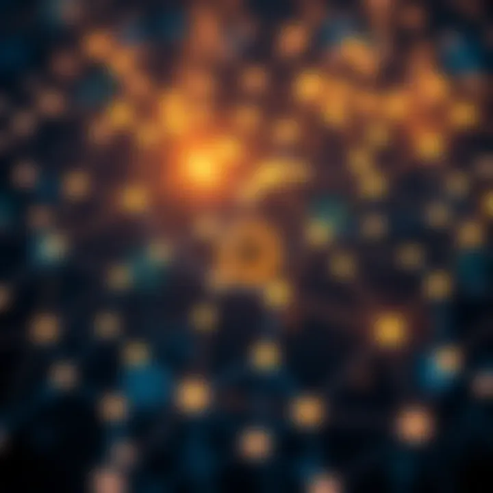 Abstract representation of blockchain network with interconnected nodes highlighting Bitcoin trading community