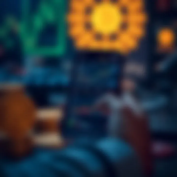 Mobile phone displaying various Bitcoin trading app interfaces with charts and transaction options