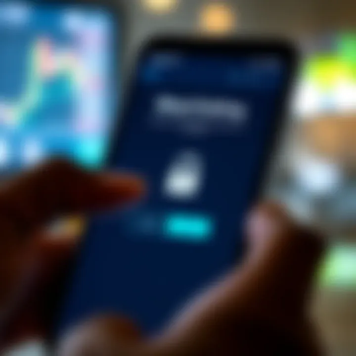 Secure login screen on a mobile device emphasizing safety features for forex trading apps