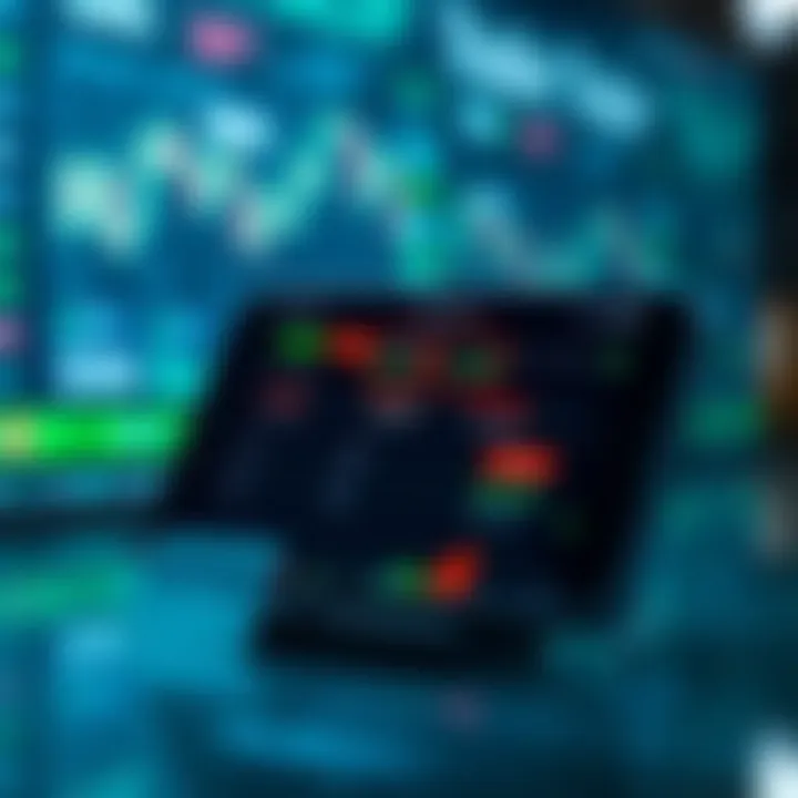 Mobile phone displaying a secure trading app interface with graphs and market data