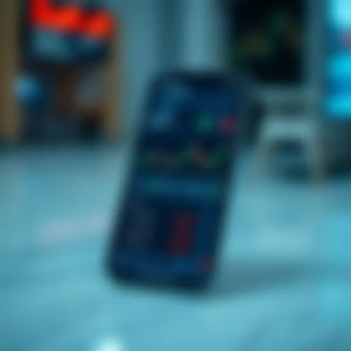 Mobile device displaying a secure cryptocurrency trading app interface with charts and trading options