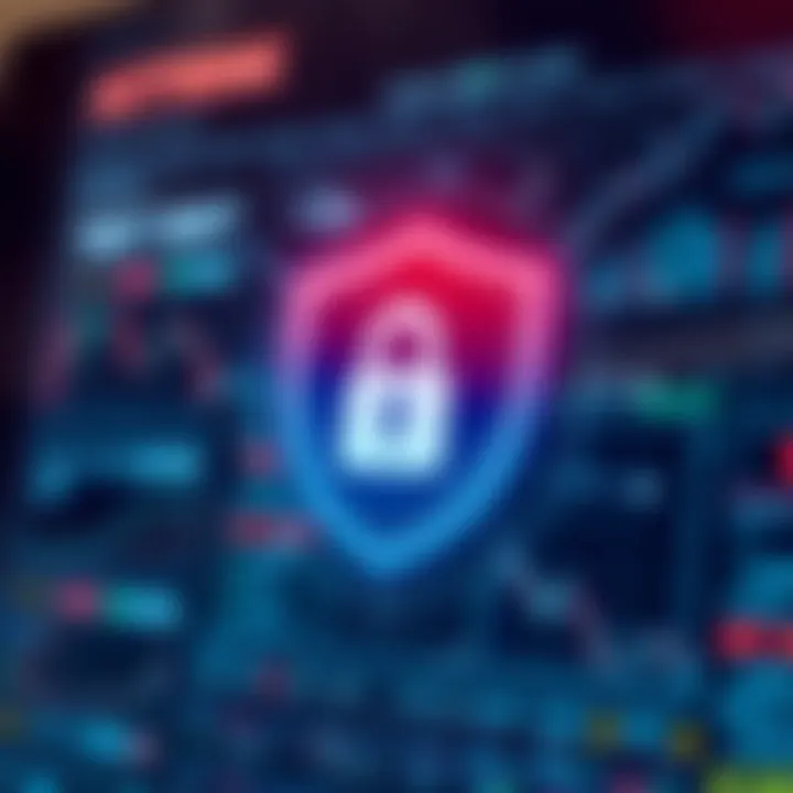 Illustration of digital security shield protecting financial data and transactions in online trading platforms