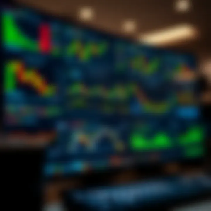 Illustration of a computer screen displaying various forex trading charts and tools to assist Nigerian traders