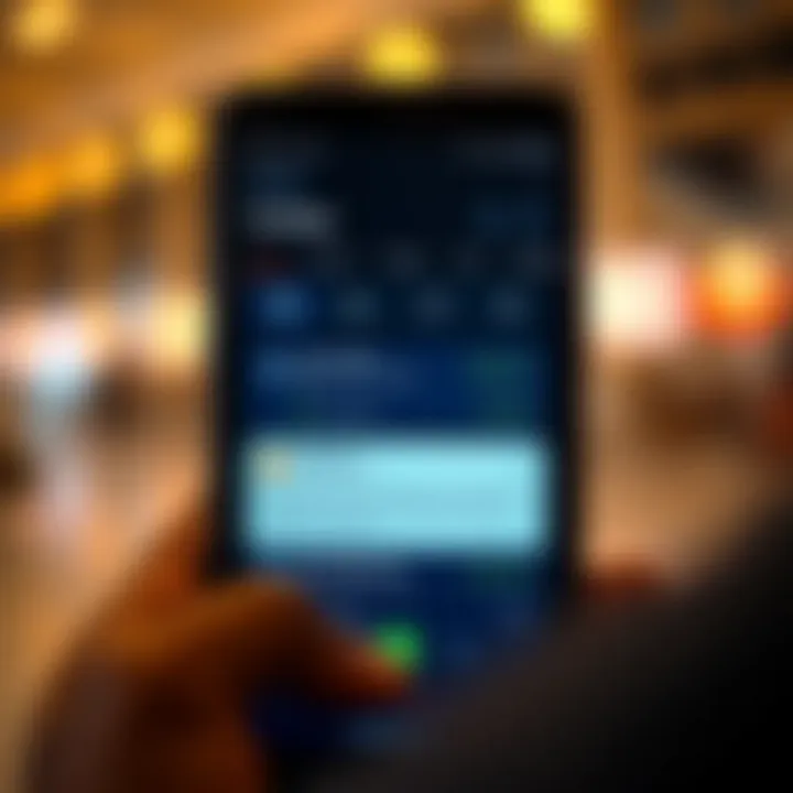 Smartphone screen showing security features and notifications in a forex trading application