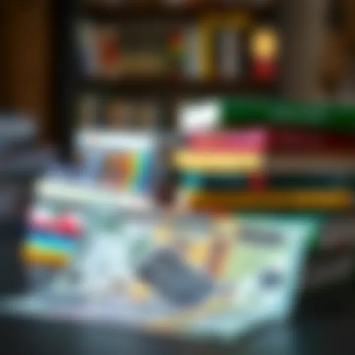 Nigerian currency notes placed beside a stack of educational forex trading guides
