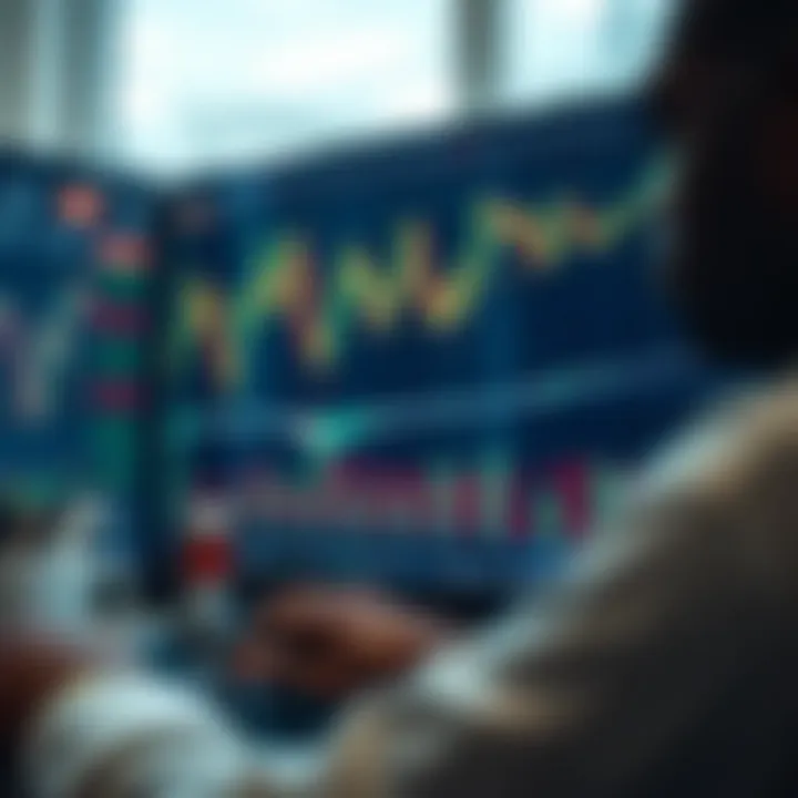 Analyzing Forex Market Trends for Nigerian Traders Digital interface showing candlestick graphs and currency exchange rates relevant to Nigeria