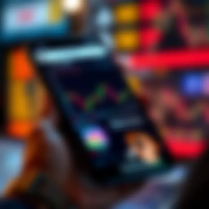 Illustration showing a smartphone displaying forex trading graphs and Instagram interface with engaging captions