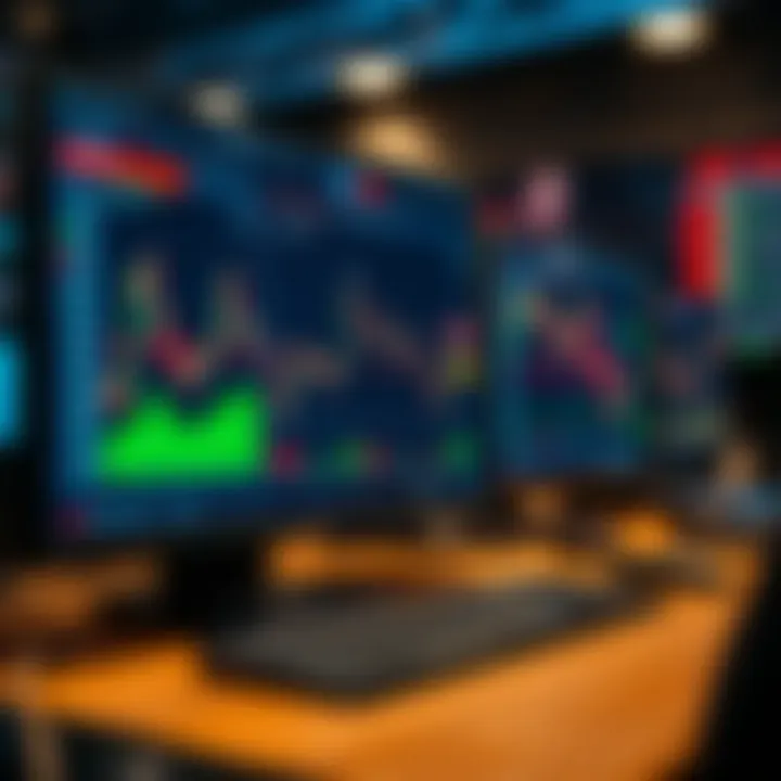 Screen displaying market analysis tools and risk management indicators