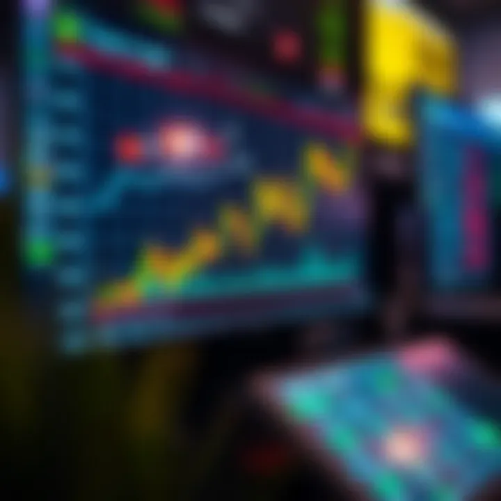 Graph showing increasing accuracy of binary options trading strategies on a digital screen