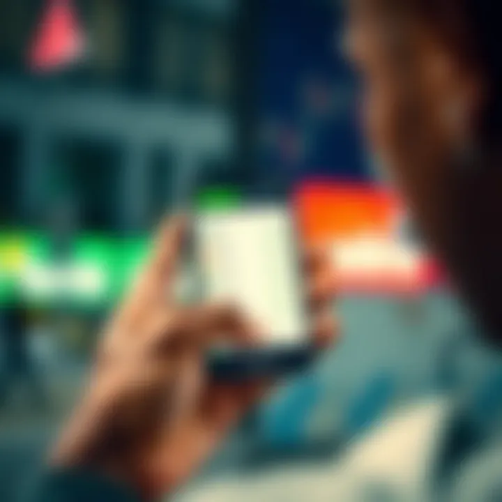 Mobile Forex Trading and Naira Exchange Insights in Nigeria Hands holding mobile device with forex trading app showing Nigerian naira exchange rates