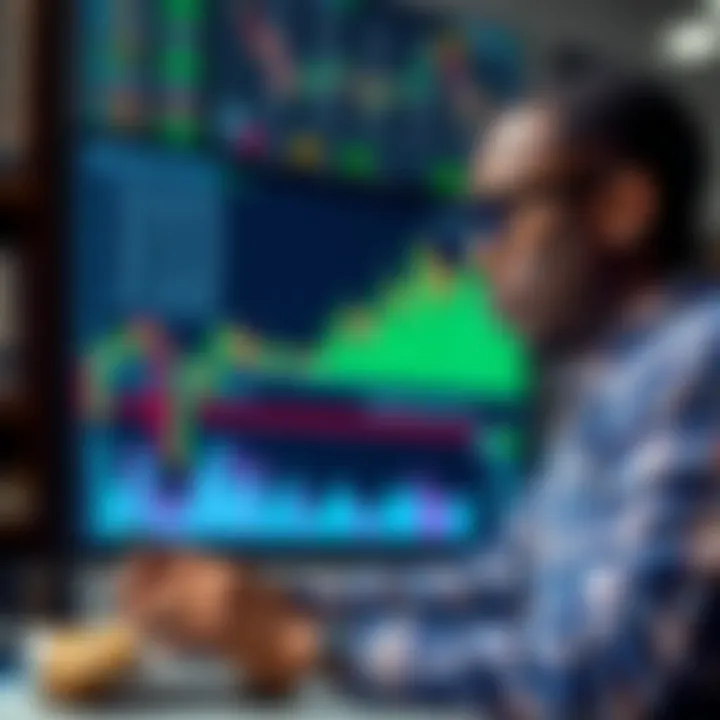 Illustration of a trader analyzing financial charts with Nigerian currency symbols