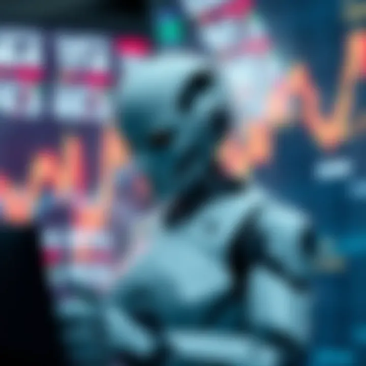 Graphical representation of forex robot algorithms analyzing currency trends