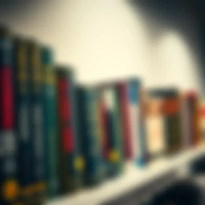 Row of popular forex trading books arranged on a shelf