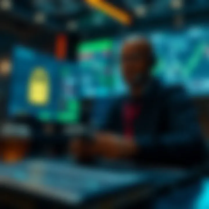 Visual representation of secure trading environment highlighting encryption, user support chat, and ease of navigation in app interface