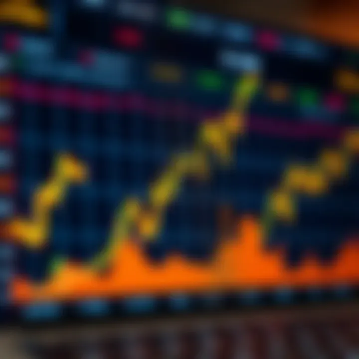 Graph showing rising currency exchange rates in a digital forex trading platform