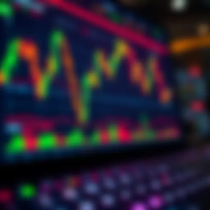 Illustration showing digital financial charts and trading options interface