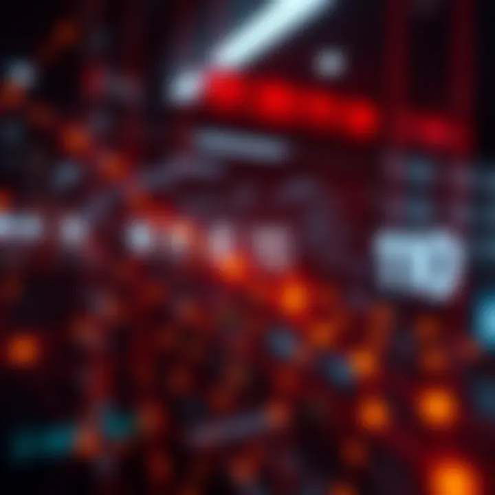 Digital binary digits flowing in a network representing data transmission