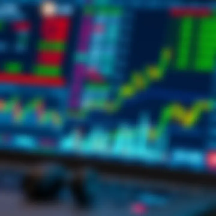 Conceptual representation of binary investment choices with digital interface elements and financial charts