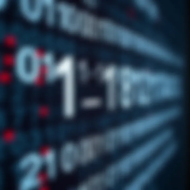 Visual representation of binary digits aligning for multiplication with carry-over indicators