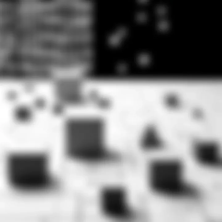 Black and white digital art showcasing simple geometric shapes representing binary picture principles