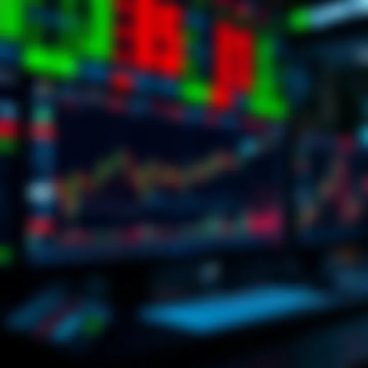 Screen displaying forex trading platform with charts and indicators in a demo account environment