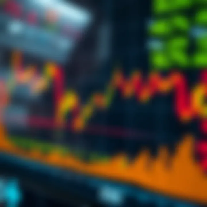Graph displaying fluctuating currency exchange rates for spot forex trading