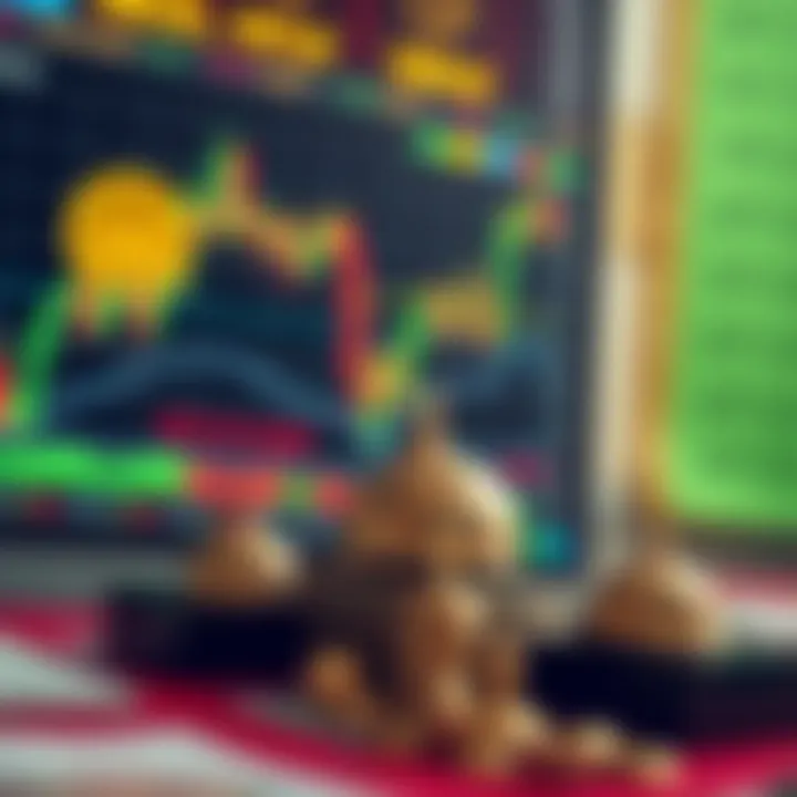 Islamic symbols and forex trading charts representing halal financial principles