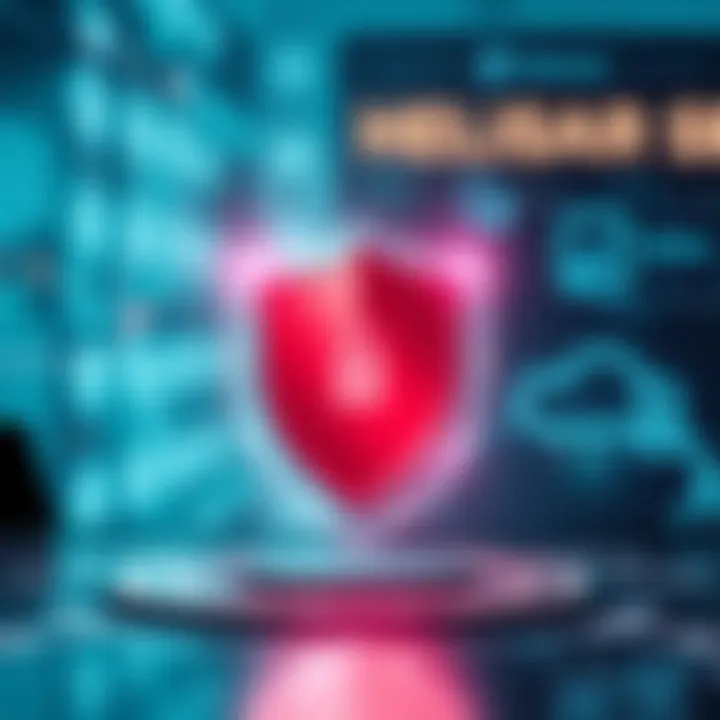 Technology and Compliance Tools Enhancing Risk Protection Illustration of a digital shield protecting business icons representing technology and compliance