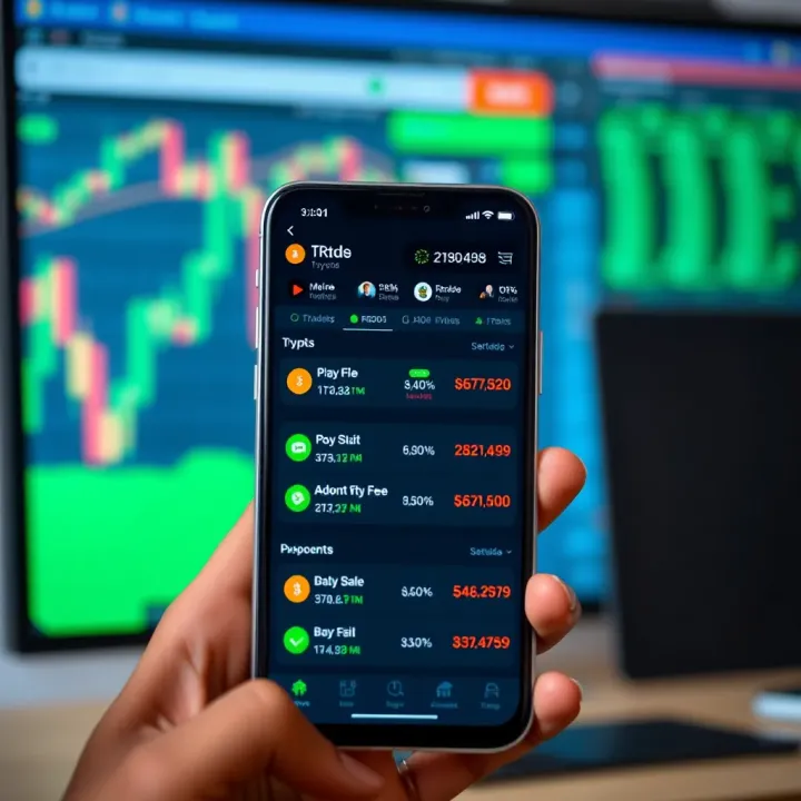User-friendly crypto app dashboard showing various trading options and fee details on a smartphone