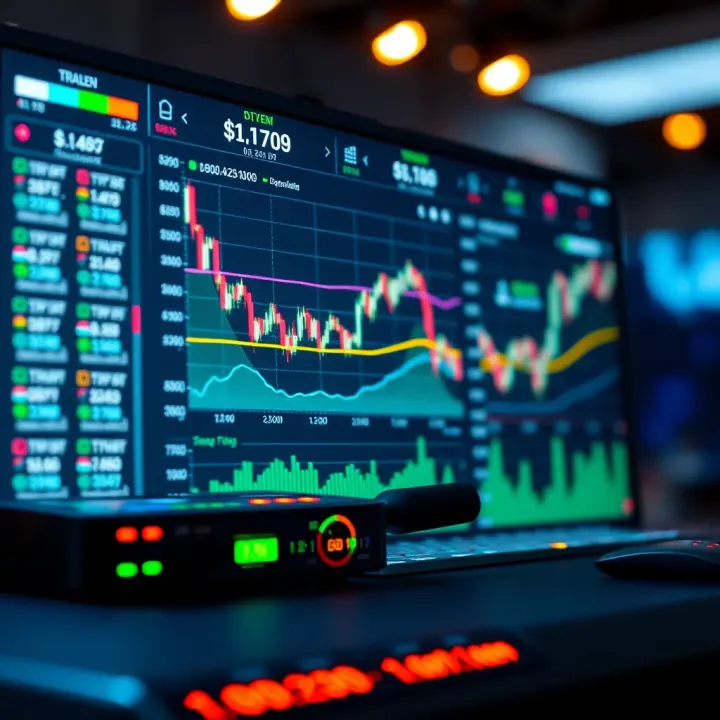 Illustration of a secure crypto trading bot dashboard with charts and performance indicators