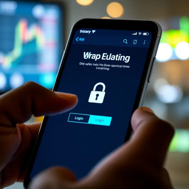Secure login screen on a mobile device emphasizing safety features for forex trading apps
