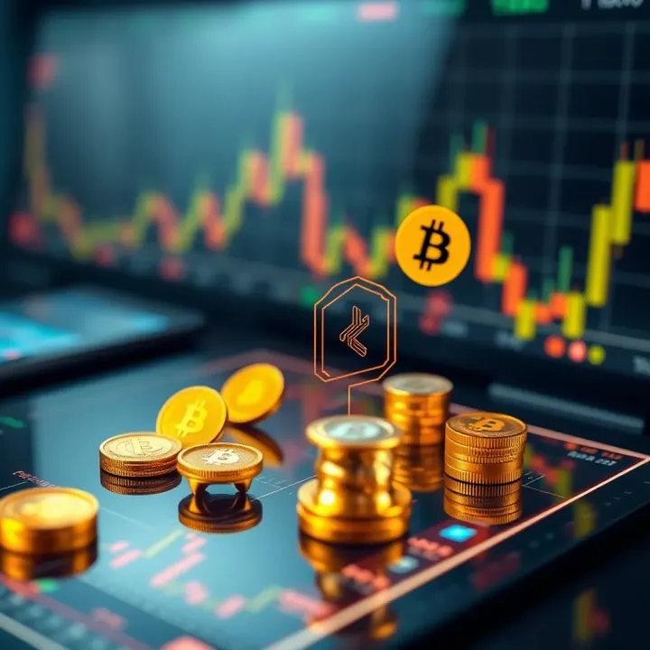 Illustration showing various cryptocurrency icons connected to a secure digital platform symbolizing trading options