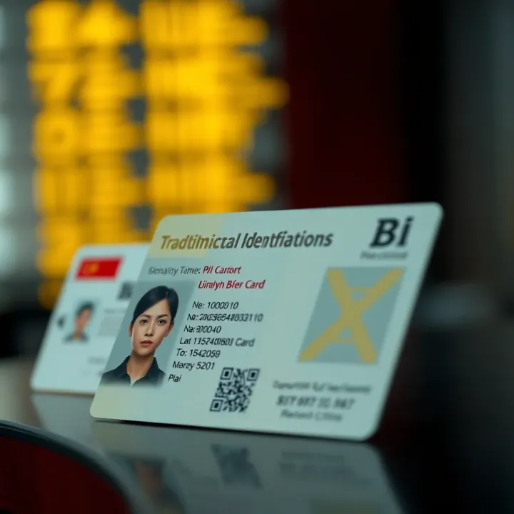 Visual comparison between traditional identification cards and binary ID cards highlighting security features