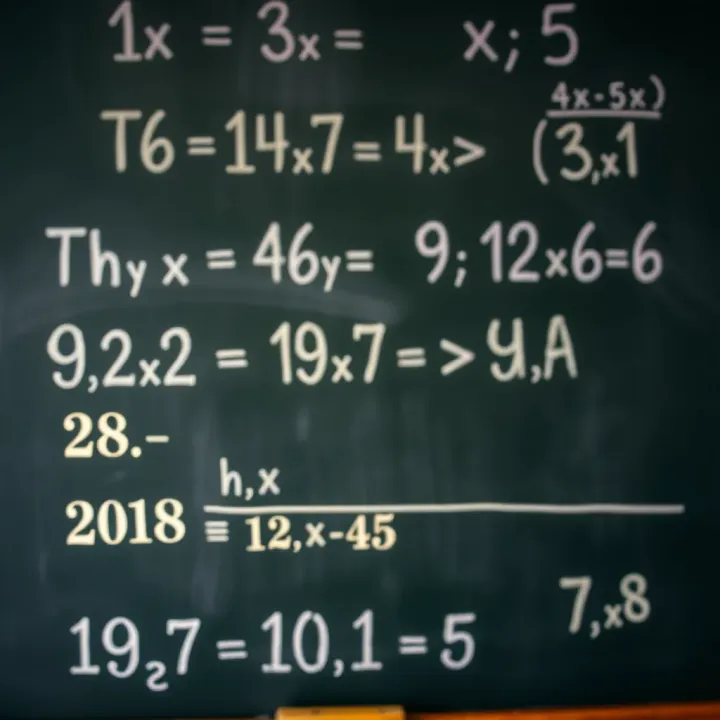Illustration of various binary operation symbols with mathematical notations on a chalkboard
