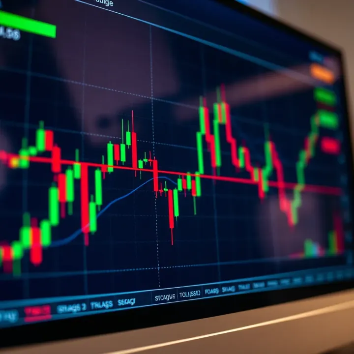 Chart showing forex trading strategies with candlestick patterns and trend lines