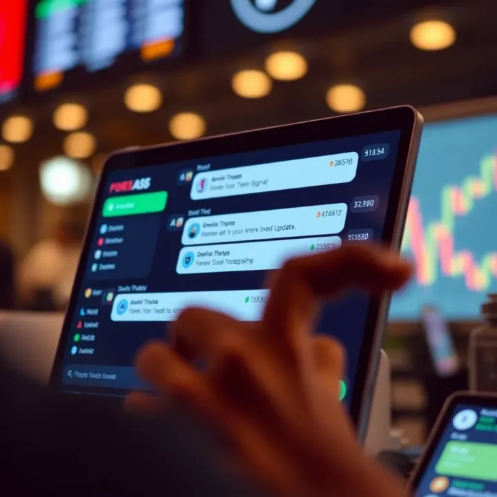 Telegram app screen showing active Forex trading group chats with signal updates and market discussions