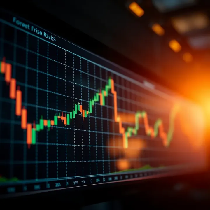 Conceptual graph showing risk management strategies in forex trading with downward and upward trend lines